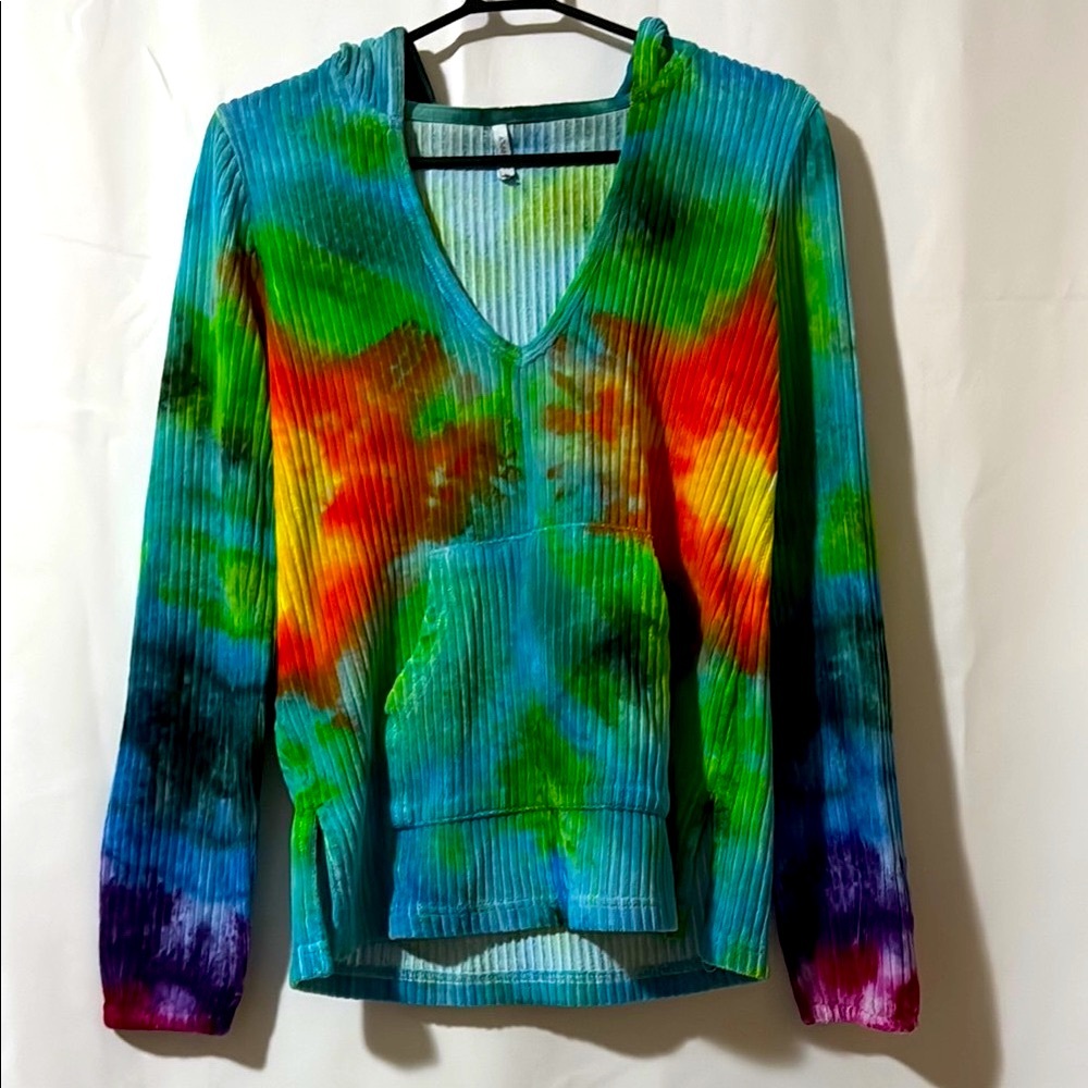 Z Supply - Tie Dye by Gail | Multicolor Ribbed Sweater with Hood